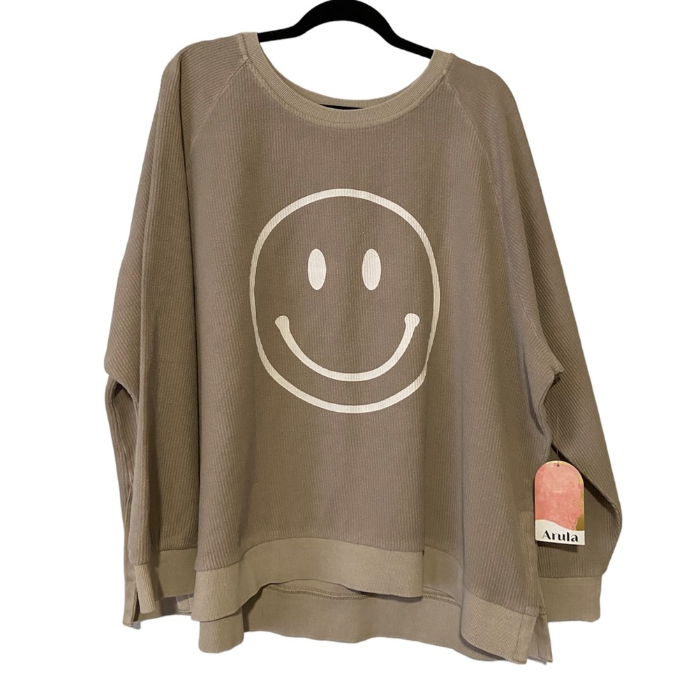 NWT Arula Smiley Ribbed Sweatshirt Size B 18/20 2X